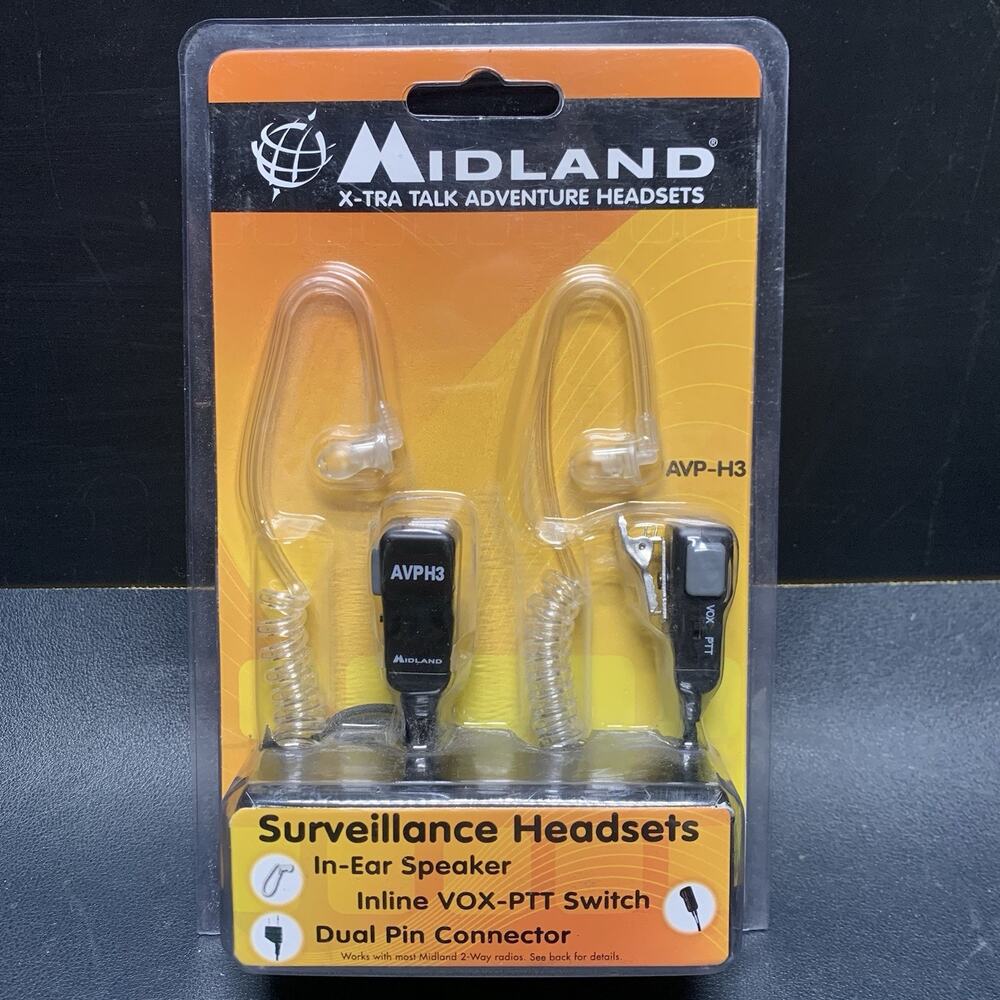 MIDLAND X-Tra Tall Adventure Headsets (AVPH3) Clear In-Ear Surveillance Headsets